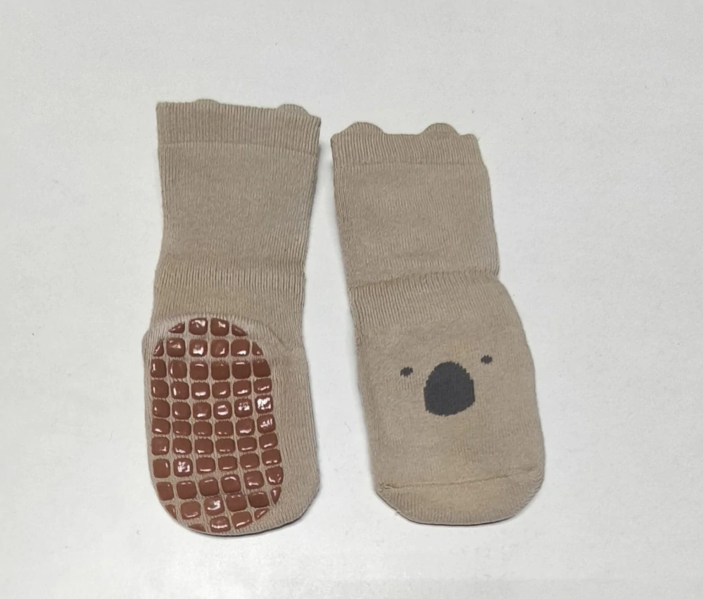 Teplé protiskluzové ponožky - KOALA - SVĚTLE HNĚDÉ - ZIMNÍ (6-12m) S