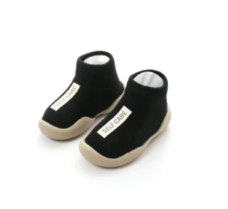 Barefoot ponožky s podrážkou - ČERNÉ (6-12 m)
