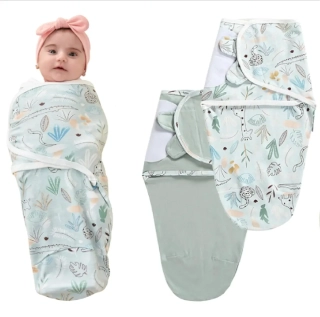 Bavlněné spací pytle 2 ks - ZAVINOVAČKY - ZELENÉ - M (3-6 m)