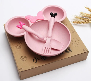 Set z pšeničné slámy - MINNIE MOUSE - RŮŽOVÝ