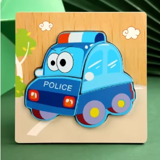 Dřevěné puzzle pro nejmenší (S) - POLICEJNÍ AUTO