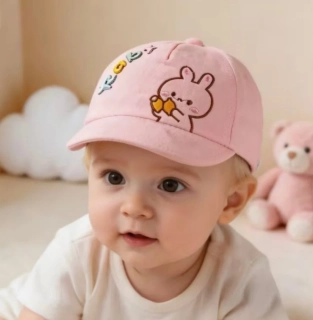 Dětská kšiltovka s výšivkou zajíčka - RABBIT - RŮŽOVÁ (3-12 m)